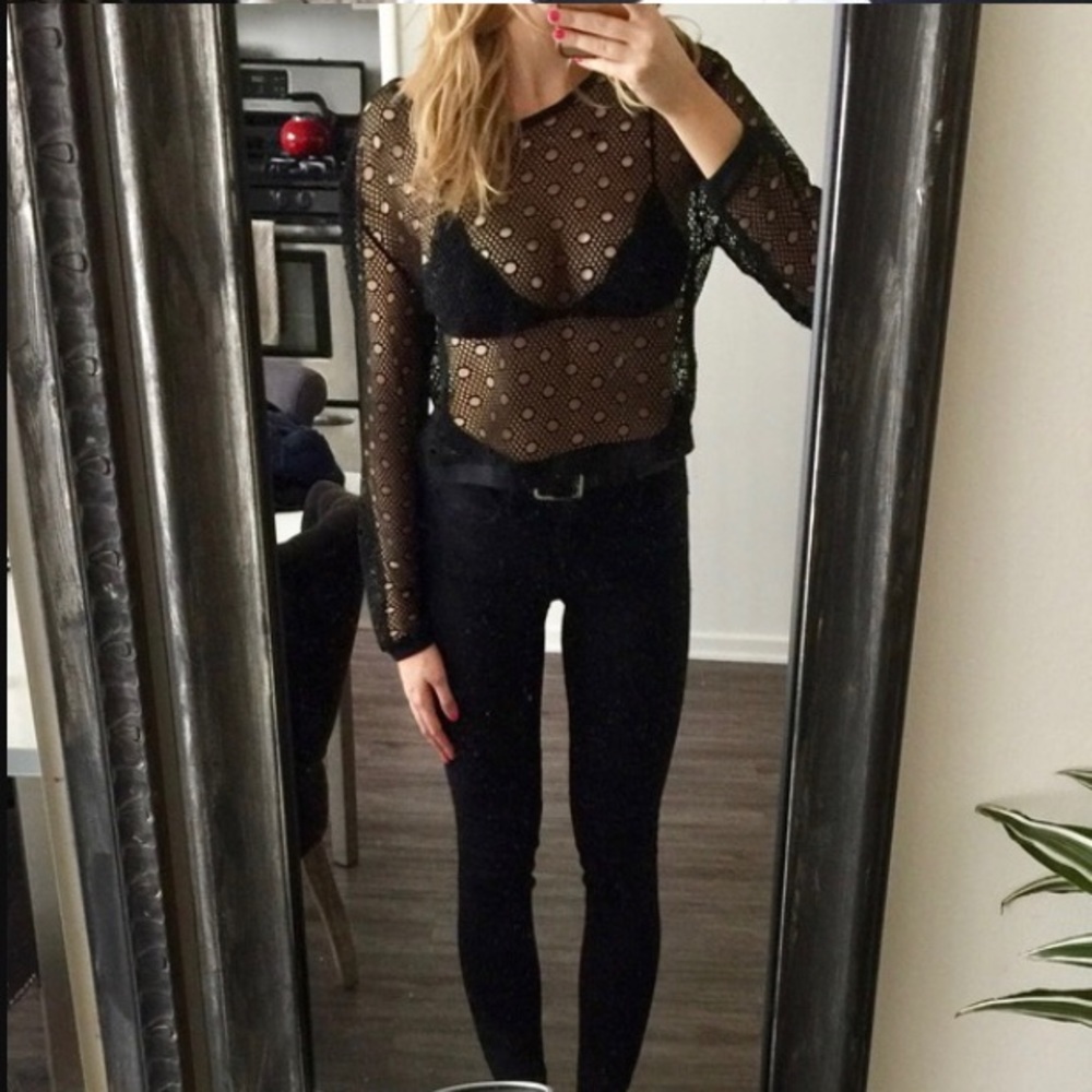 NWT LF Millau fishnet/mesh crop top